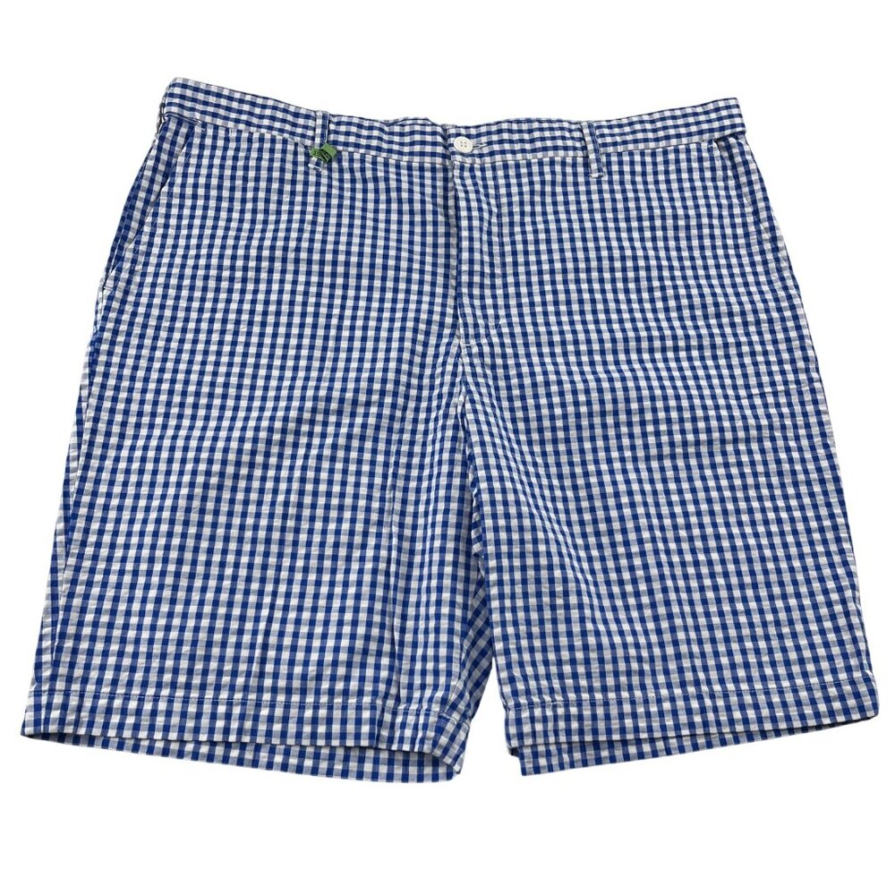 Lands‎ End Mens Blue Gingham Check Shorts Size 40 Traditional Fit Cotton Blend